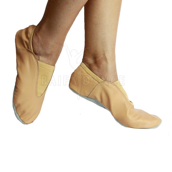 Woman's Genuine Leather Gymnastic Flat Shoes with Suede Sole Comfortable Cotton Lining for Latin Dance for Summer and Winter