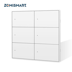 Zemismart Matter WiFi 6 Gangs Smart Wall Light Switch Neutral Required with Big Button SmartThings App Homekit Control