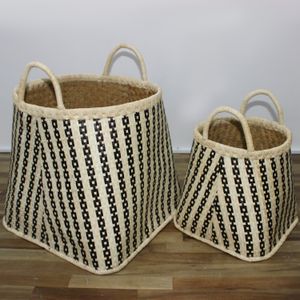 Top Trending Artex Dong Thap Factory Handicraft Foldable Customized Palm Leaf Basket Set 2 Natural Storage Baskets Toys Bag Use