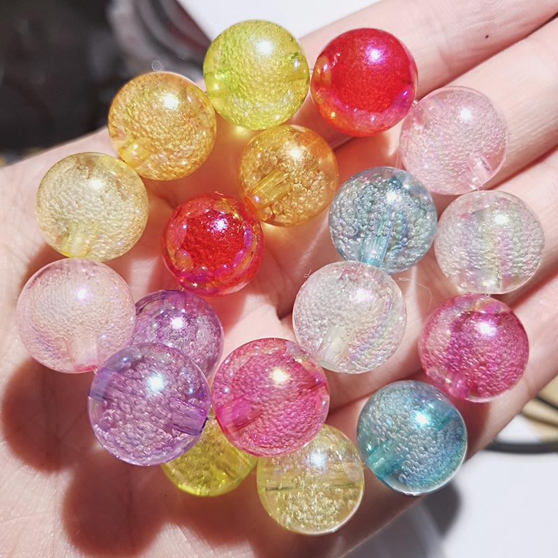 Yiwu Xiangxing E-Commerce Co., Ltd. Wholesale Acrylic Transparent Bubble Straight Hole Ab Crackle Glass Beads Crystal Decorative Beads Mixed Color