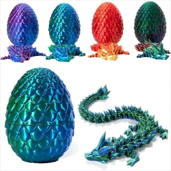 2024 Allogogo 3d Printed Dragon Egg Set Toy Tabletop Decorative Ornament Gifts Gemstone Articulated Chinese Dragon Toy