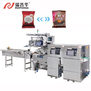 Cotton candy marshmallow bread toast cake automatic box-motion type pillow packaging machine with 2 sealing system