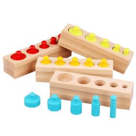 2022 Teaching Aid Knobbed Pressure Cylinders Blocks Wood Preschool Montessori Educational Toys Sensorial Material For Children S