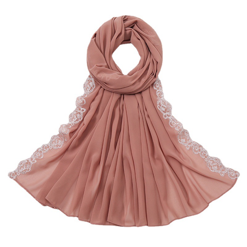 Shenzhen Wenhe Information Technology Co., Ltd. 2024 New arrived Custom Solid color Muslim Women Chiffon Ethnic Scarves Shawl Hijab Headscarf