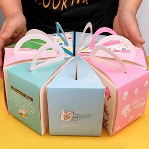 Custom Cake Baking Packaging Box Mousse Pudding Cake Box Mousse Carton Triangle Dessert Packaging Handle Cake Box
