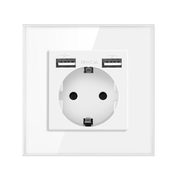 XUGUANG Manufacturer EU German Crystal Tempered Glass Panel wall Sockets 16A Power Electric Plug Wall Light Switch Outlet Socket