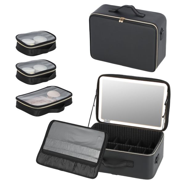 KS Wholesale Customized Backpack Travel Makeup Bag Trolley Organizer Cosmetic Storage Train Vanity Case Mirror for artist