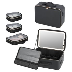 KS Wholesale Customized Backpack Travel Makeup Bag Trolley Organizer Cosmetic Storage Train Vanity Case Mirror for artist