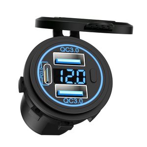 Factory Wholesale Dual Qc3.0 & Pd Port Quick Charge 12V/24V Usb Car Charger Socket With Led Touch Switch For Car Marine Boat