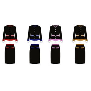 Sweater manufacture sorority women's elegant knitted cardigan sets fashion pearls decor stripe cardigan and skirt