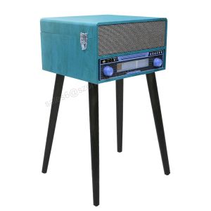 Hot Sale 5-in-1 Turntable Music Entertainment Center With Feet Fm Radio Usb Recorder Wood