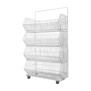 Movable Wire Folding Promotional Wire Stacking Baskets Display Merchandising