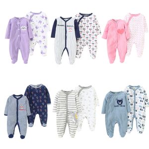 2024 spring and autumn models long climb two-piece baby front open button onesie baby boy embroidered crawling clothes