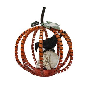 High Quality Rattan Woven Pumpkin Resin Skeleton Statue Outdoor Patio Corridor Home Desktop Halloween Decoration Wholesale