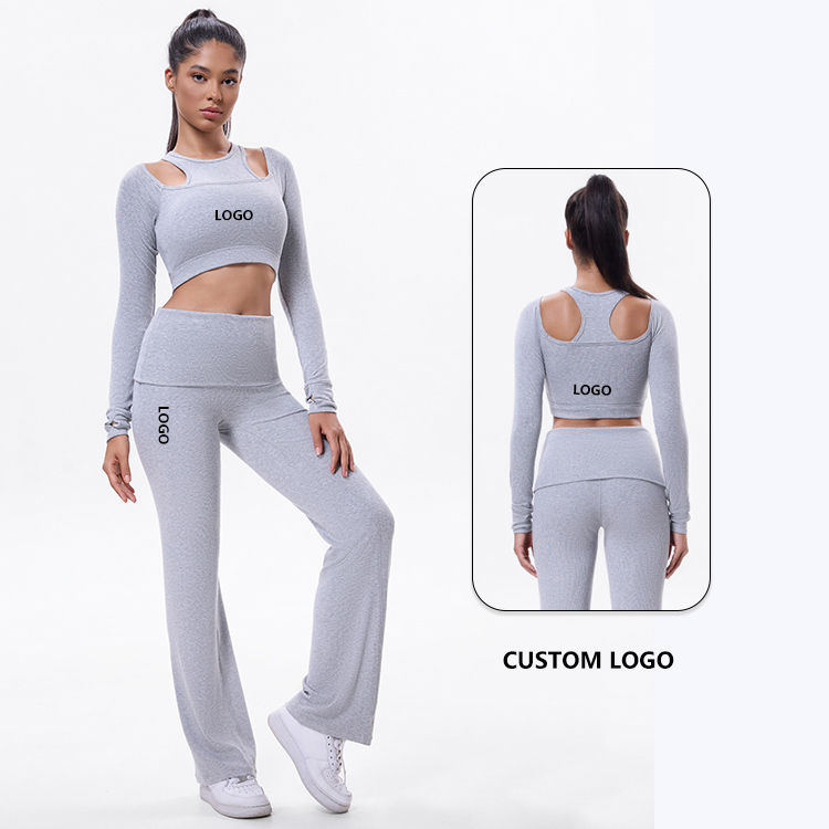 Yoga Sets Fitness Women 2024 Gym Fitness Sets Custom Logo Plus Size Custom Active Wear For Gym Yoga Outfit Two Piece Gym Set