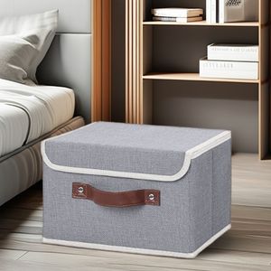 Classic Style Fabric Folding Closet Organizer with Lid Collapsible Storage Box for Bedding Clothing Foldable Storage Box Handle