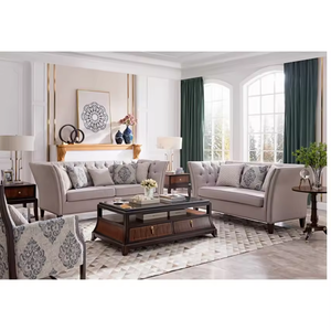 Hot Luxury American Classic Solid Wood Home Living Room Furniture Set 123 Fabric Sofa Set wa374