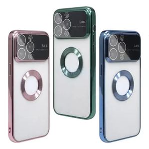 Hot Big window logo show design plated lasercd phone case for iphone 15 14 13 pro max electroplating soft tpu phone covers