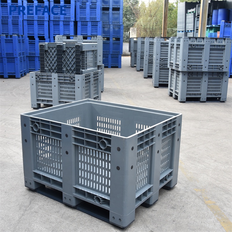 Preface Large Fruit And Vegetables Reusable Bulk Plastic Pallet Box for Stacking Forklift