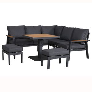 AJUNION Leisure Outdoor Sofa Garden Set Metal Frame Garden Furniture Teak Wood Top Gas Pump Adjustable Table Patio Furniture