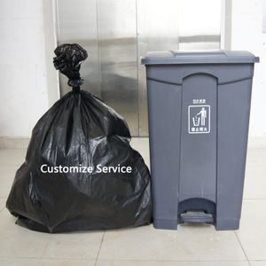 Heavy duty eco black big trash bags 55-60 gallon plastic garden waste rubbish can liner garbage plastic bags 25kg