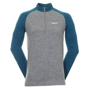 Men's custom performance breathable Golf Long Sleeve 1/4 quarter Zip Pullover wholesale sports and gym 1/4 zipper tops