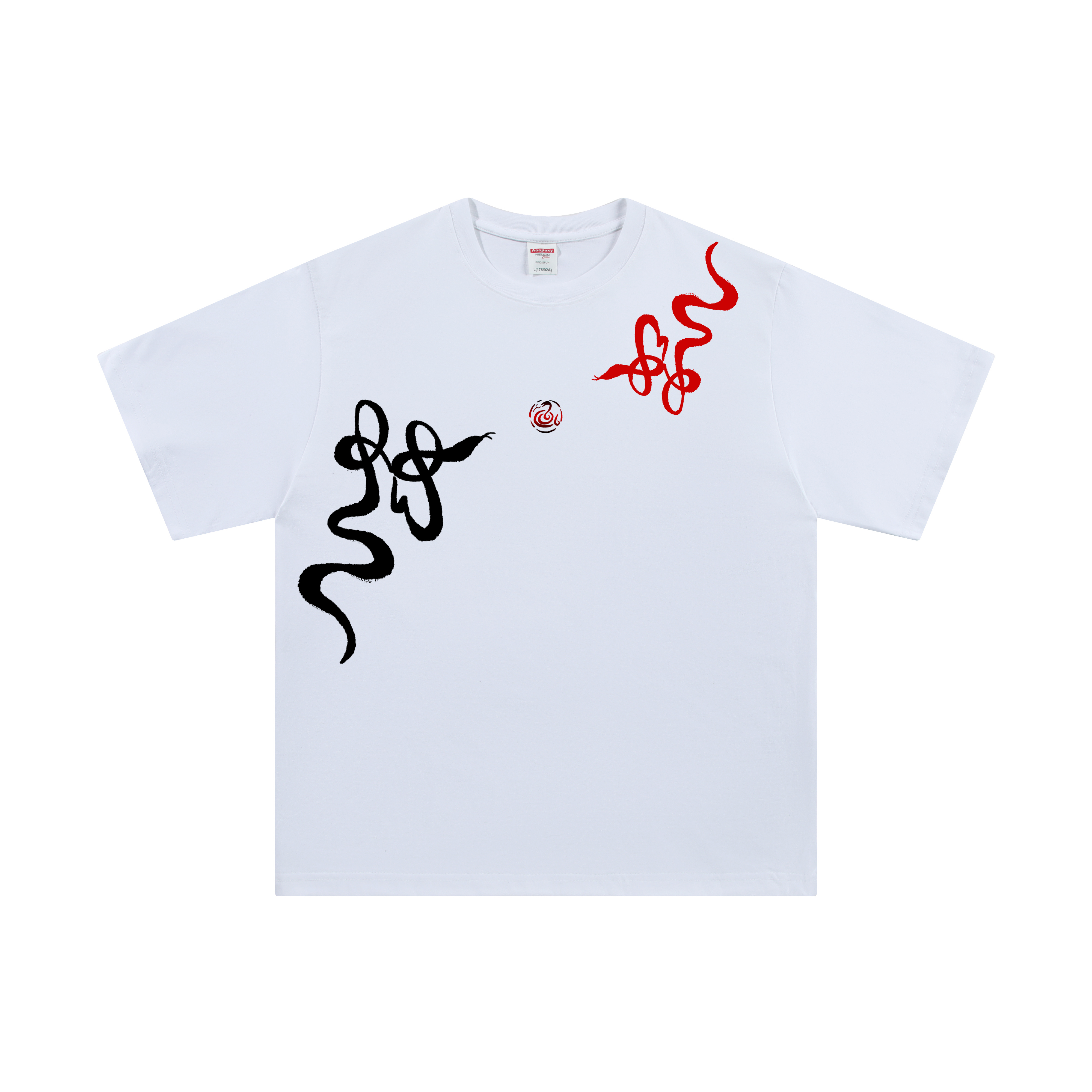 Yunxiao County Qiweisi Clothing Co., Ltd. Fashion snake pattern embroidery cotton T-shirt Men's summer casual crew neck short sleeve top design sense of the trend T-shirt