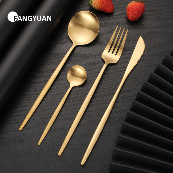FANGYUAN direct factory popular western Portugal golden stainless steel flatware set kitchen cutlery for wedding party