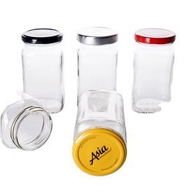 Square Glass Spice Containers 4oz Jars 360ml honey Jars Bottles Square Cruet Jam Honey Glass Jars with Lug Lids Twist-off