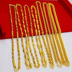 Dropship USA Wholesale Non Tarnish Waterproof Fashion Men Twisted Rope Necklace Chains 18k Gold Plated Jewelry Bulk