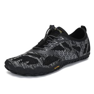 Black Men Minimalist Barefoot Trail Running Shoes with Grid Sole