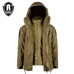 Roewe Winter  3 in 1Jackets Waterproof Khaki Color Mens Jacket Outdoor Hunting Tactical Jacket Unisex Mountaineering Coat