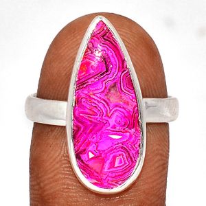 Women Fashion Jewelry Wrap Adjustable Gemstone Rings Mexican Laguna Lace Natural Stone Gold Plated Silver Rings
