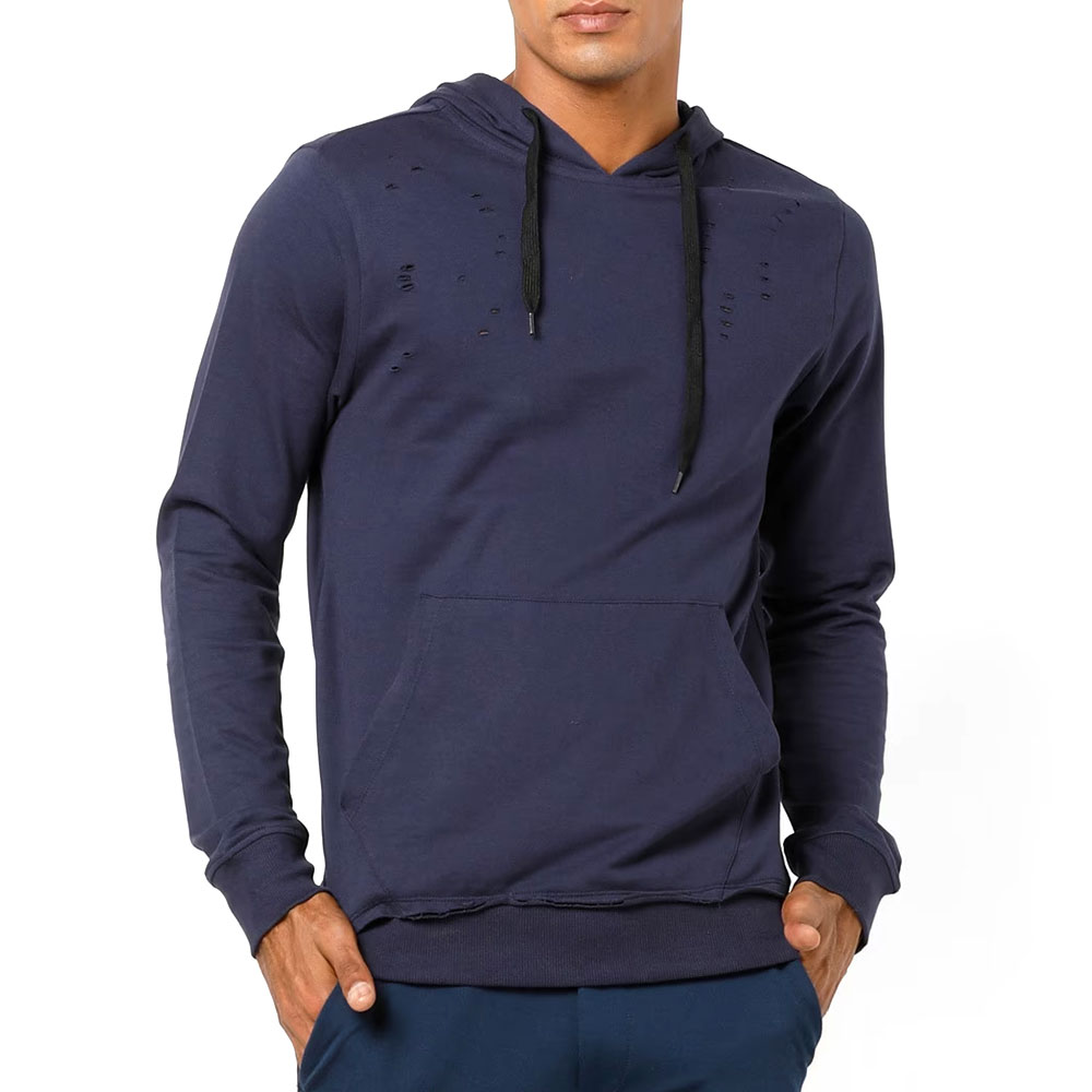 KIRSA INDUSTRY Wholesale Price Custom Logo Men's Distressed Hoodie High Quality Custom Printing Men's Distressed Hoodie