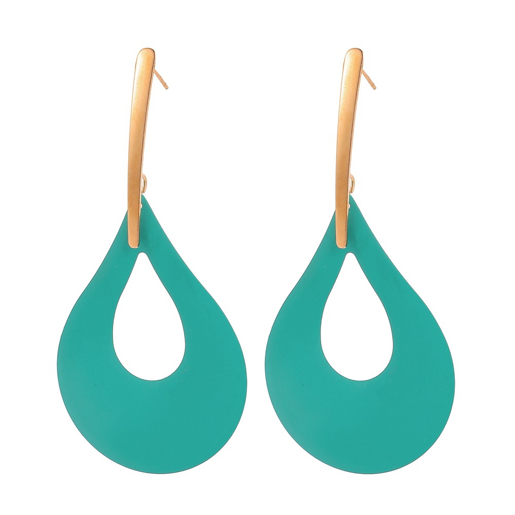 Wuhan Jolie Trading Co., Ltd. exaggerated large earrings personalized metal paint water drop hollowed out women's fashionable geometric earrings wholesale