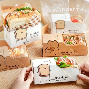 Biodegradable Fast Food Take Out Food Packaging Sandwich Slide Paper Box Tray Sushi Cake Burger BBQ Cookies Bakery Packaging