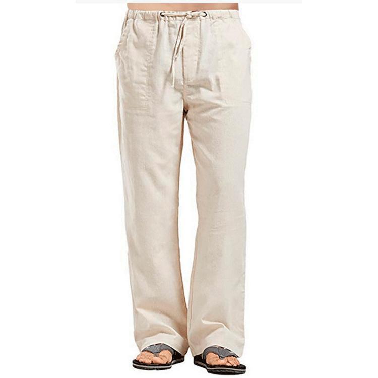 Cotton And Hemp Stock Large Size Men's Pants Breathable And Sweat-absorbing Basic Casual Wide Leg Pants
