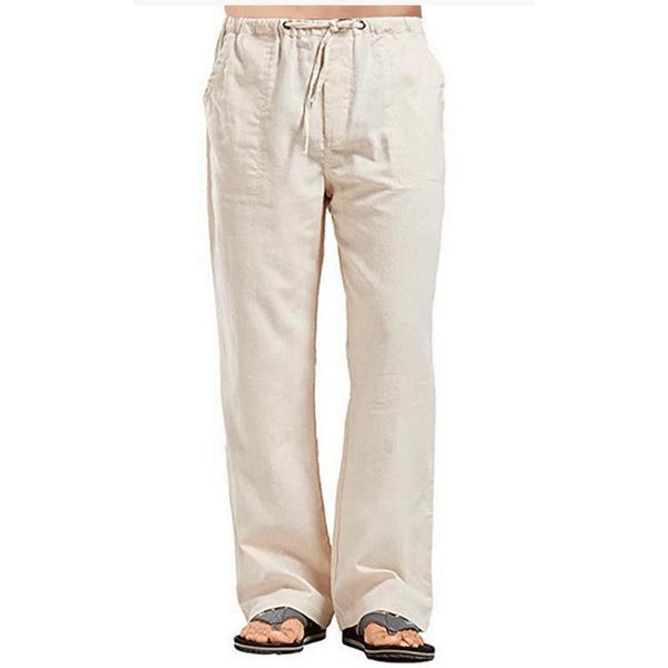 Cotton And Hemp Stock Large Size Men's Pants Breathable And Sweat-absorbing Basic Casual Wide Leg Pants