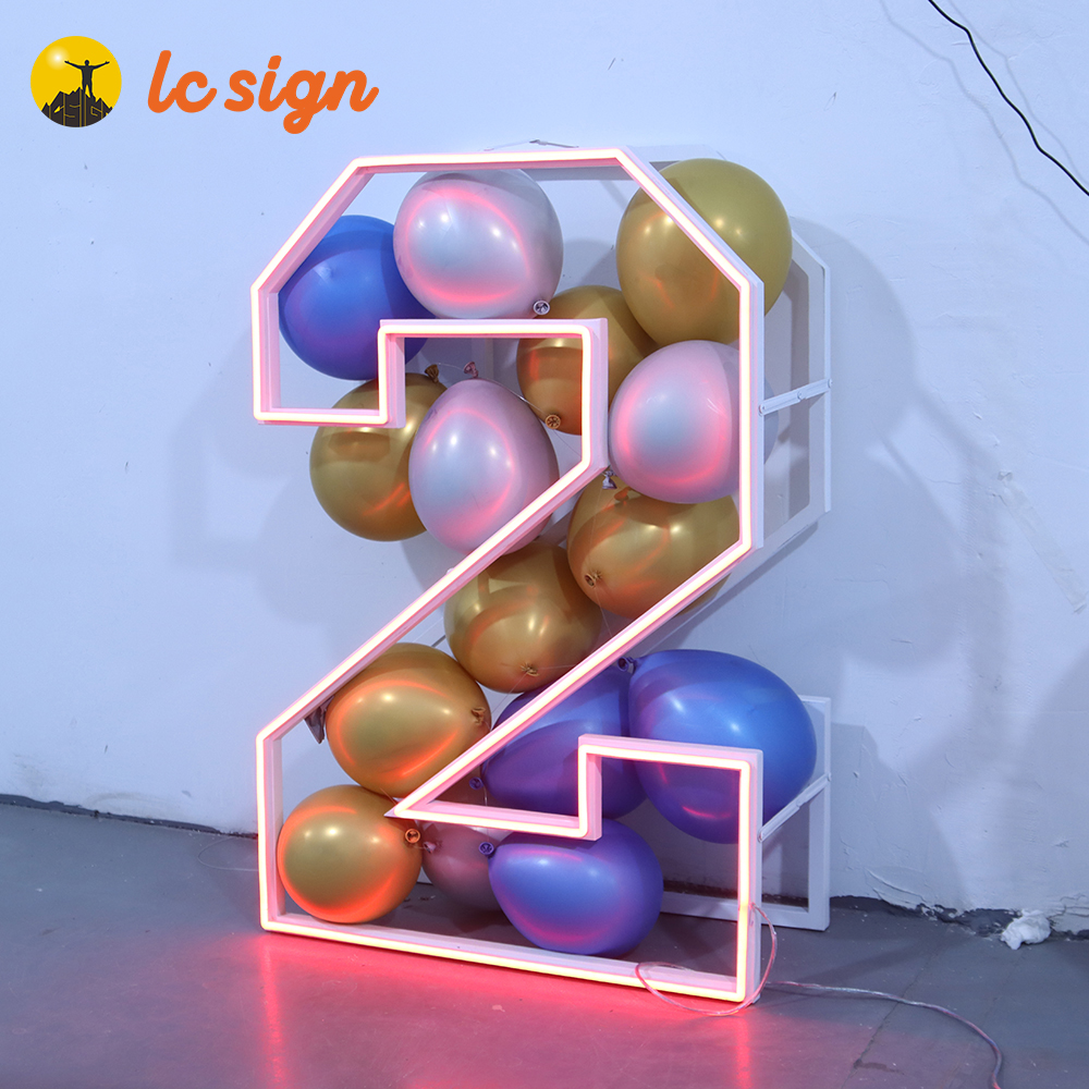 Shenzhen Lc Sign Co., Ltd. Large Giant Big 4ft 5ft Neon Marquee Lights neon marquee letter number lights sign for event decorations