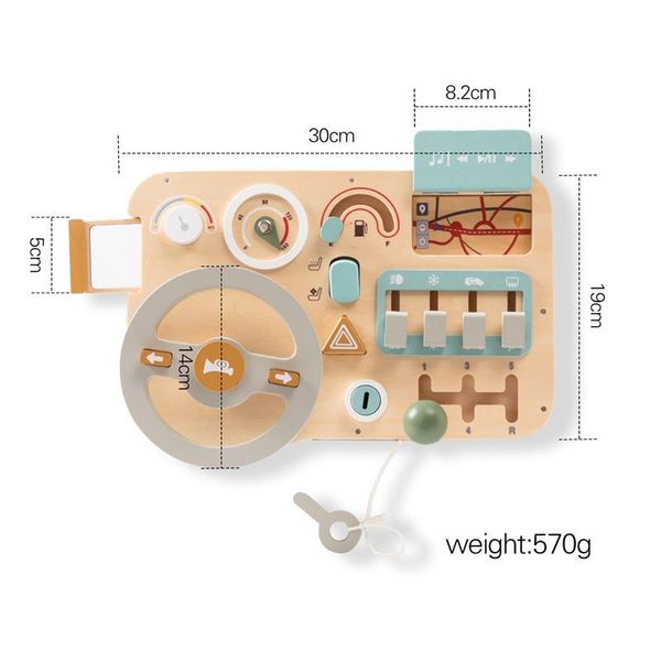 Asweets Free design Montessori busy Board Baby Car steering wheel Toddler Toys wooden Busy Board for Kids