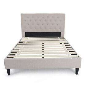 Low Profile Light Grey Home Hotel Bedframe Wooden Platform Wood Slatted Twin Minimalist Full Luxury King Queen Bed Frame