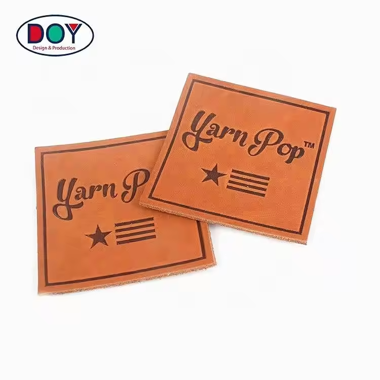 Clothing Accessories Factory Brown Custom Garment Real Leather Labels Patches for Garment and Sofa