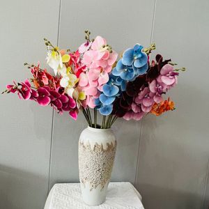 Nude Color Single Stem Artificial Real Touch Latex 5/7/9 Heads Phalaenopsis Butterfly Orchid Flowers On Sale