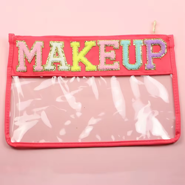 Clear Flat Pouch Cosmetic Bag Travel Makeup Organizer Pvc With Zipper Toiletry Bag For Women Girls
