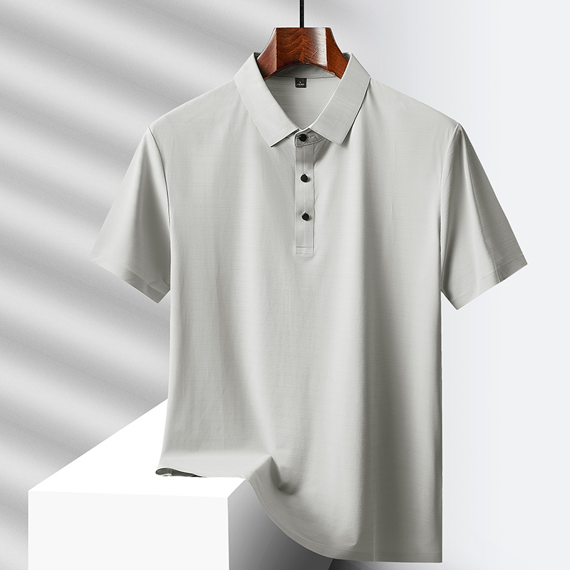Shuaituzhibin (xiamen) Trading Co., Ltd. Ice Silk Business Lapel T-shirts Short Sleeve Polo Shirts High Quality Summer for Man Regular Fit Knitted Plain Dyed Unlined