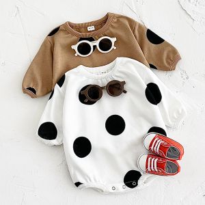 Newborn Bubble Romper Baby Infant Point Printing Round Neck Jumpsuit Soft Sleep Clothing Loungewear
