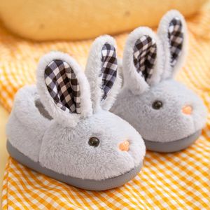 Cute Warm Fuzzy Plush Fluffy House Slippers Winter Boys and Girls Home Non-slip Warm Thick Fluffy Slippers Cartoon Rabbit Shoes