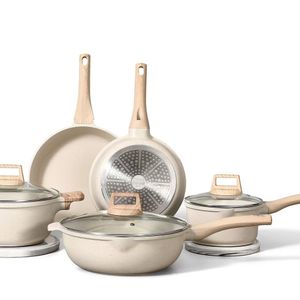 Induction Kitchen Cookware Sets Non stick  cooking pots and Pans with BAKELITE Handle caserole cookware set Glass Lids