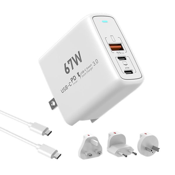 65 Watts QC3.0 Wall USB Type C GaN Charger Global Plugs Wholesale Price Fast Mobile Phone Chargers Wall Fast Charger for Laptop