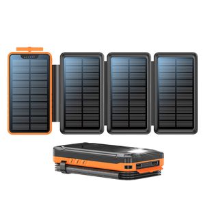 New Product Ideas 2024 Large Capacity 20000mAh Dual USB Outdoor Waterproof Camping Flashlight Portable Foldable Solar Power Bank